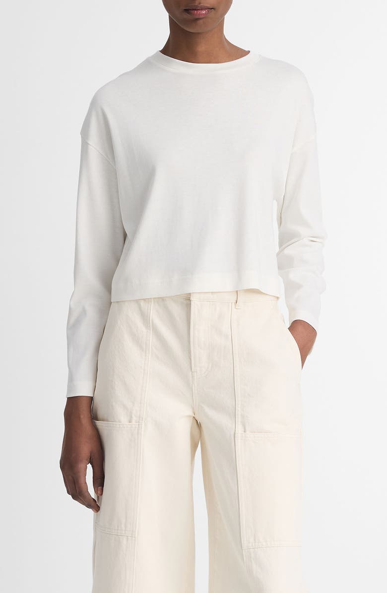 Vince Long Sleeve Cotton Crop T-Shirt, Main, color, 