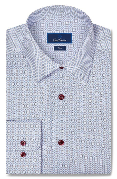 Trim Fit Geometric Print Cotton Dress Shirt