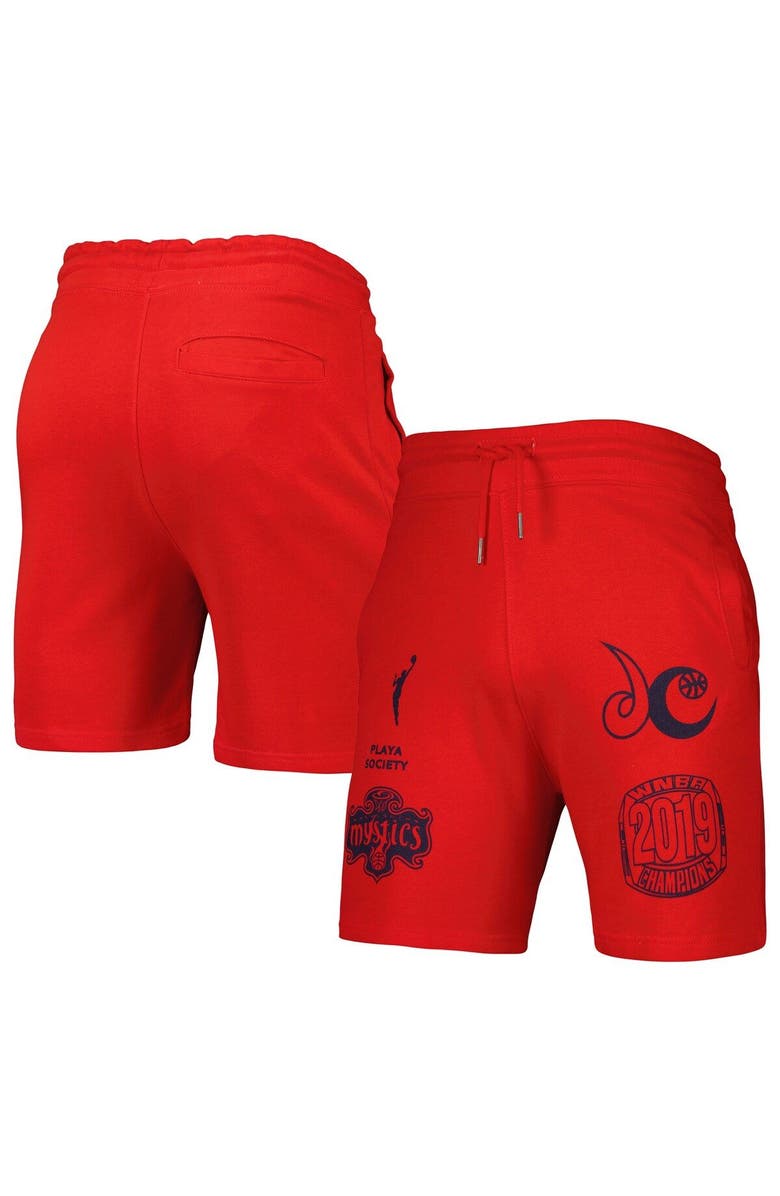 Playa Society Red Washington Mystics Legacy Logo Shorts, Main, color, Red
