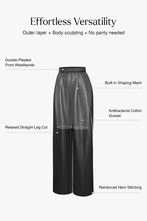 Popilush Faux Leather High Waisted Wide Leg Pants In Red