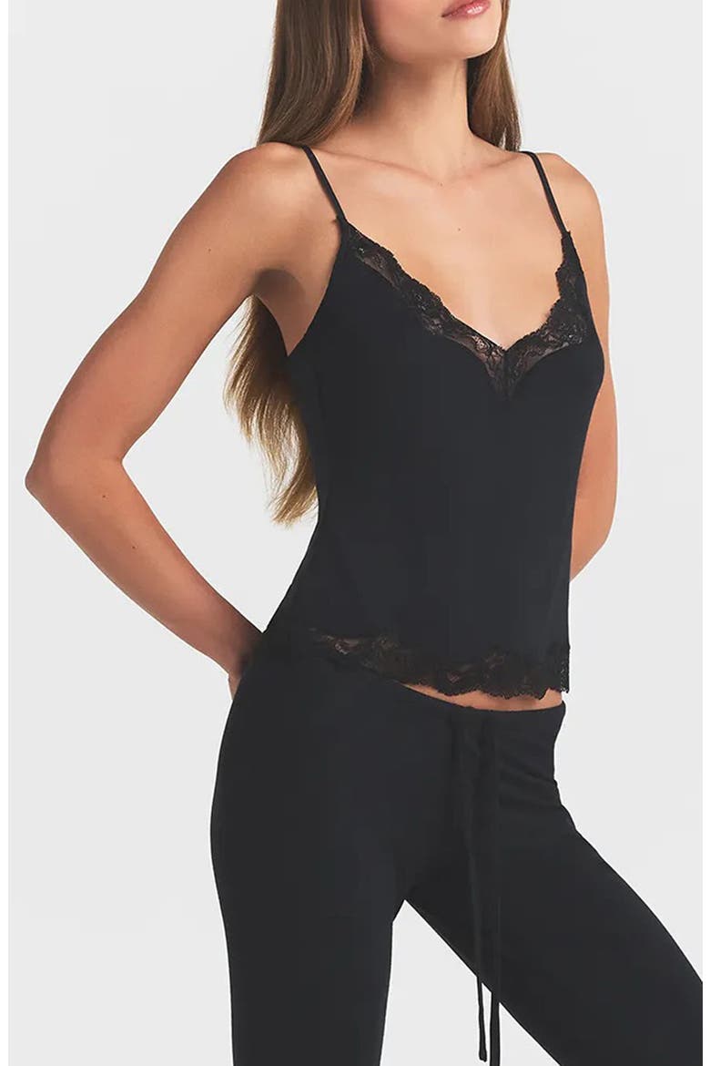Lace Trim Pajamas, Alternate, color, ONYX