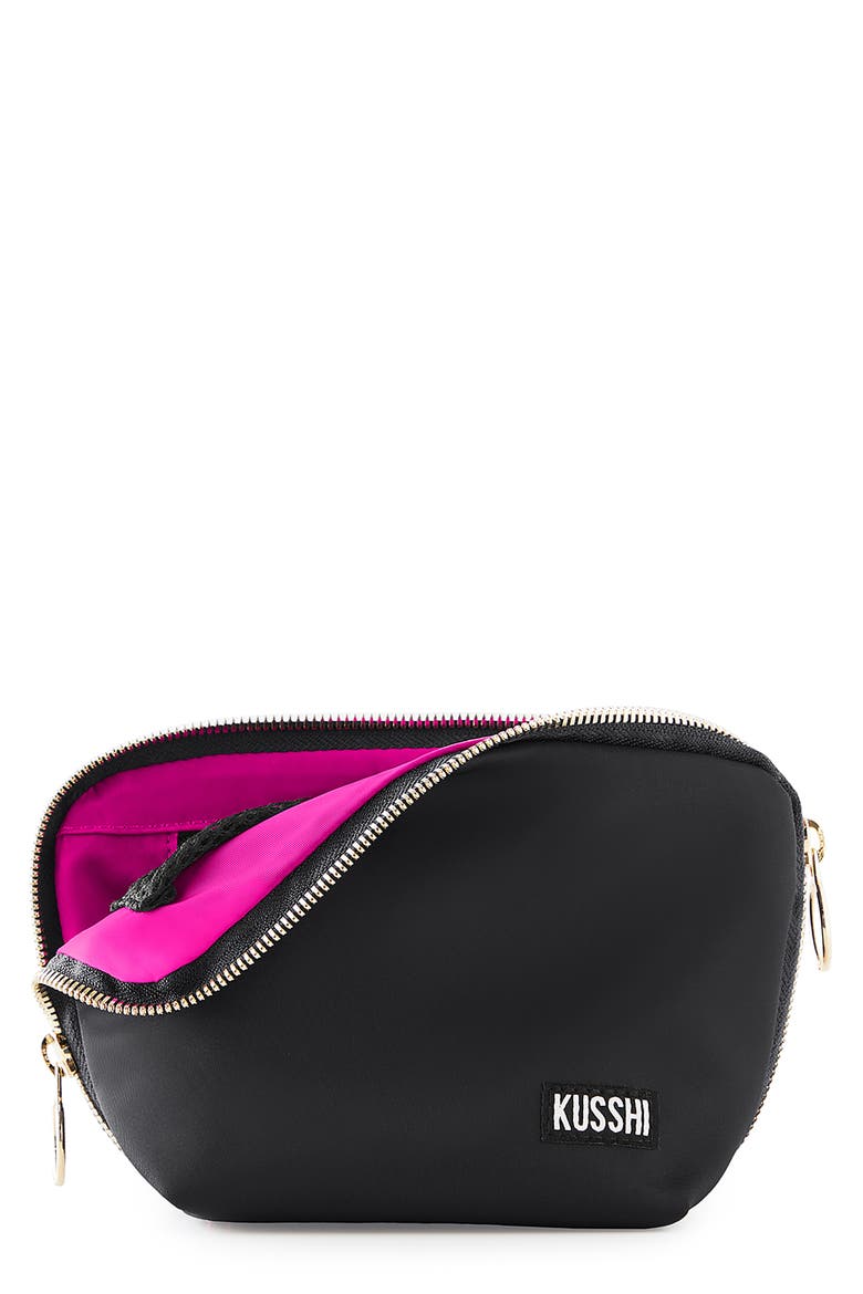 Everyday Makeup Bag, Main, color, BLACK/ PINK NYLON