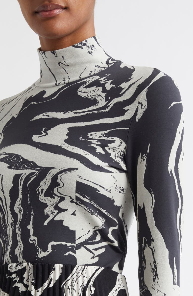 Marimekko Marras Marbleized Cotton Blend Turtleneck Top, Alternate, color, Off White Black