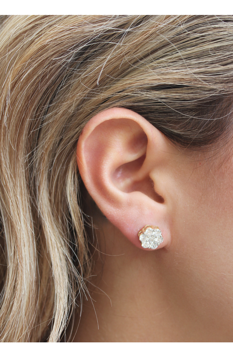 LuvMyJewelry Meadow 14K Yellow Gold Cluster Lab Grown Diamond Unisex Earrings - 1.76 Cts, Alternate, color, 14K Yellow Gold