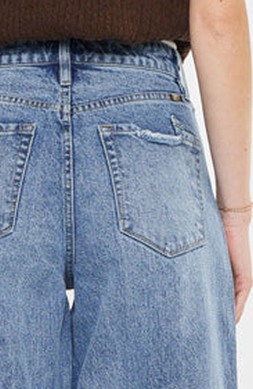Kancan Alfie 90's Cropped Wide Leg Jeans In Blue