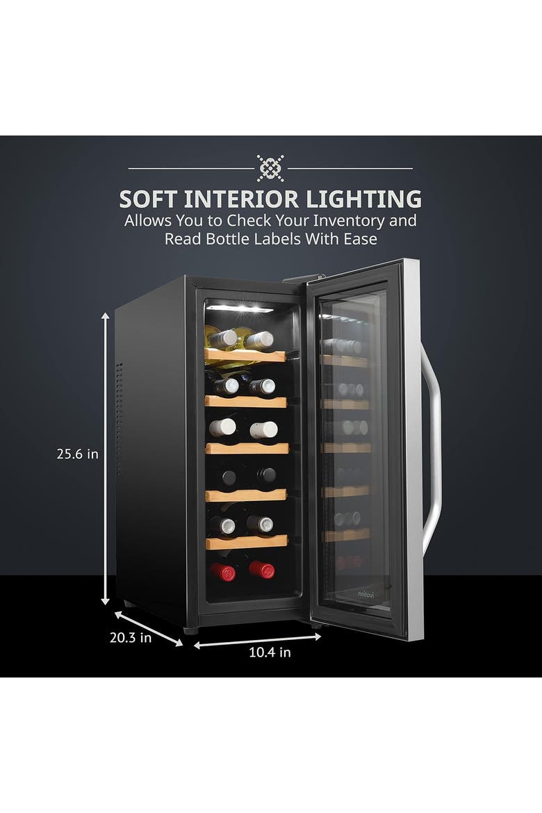 12 Bottle Wine Fridge Freestanding Wine Cooler Refrigerator with Glass Door, Alternate, color, Silver