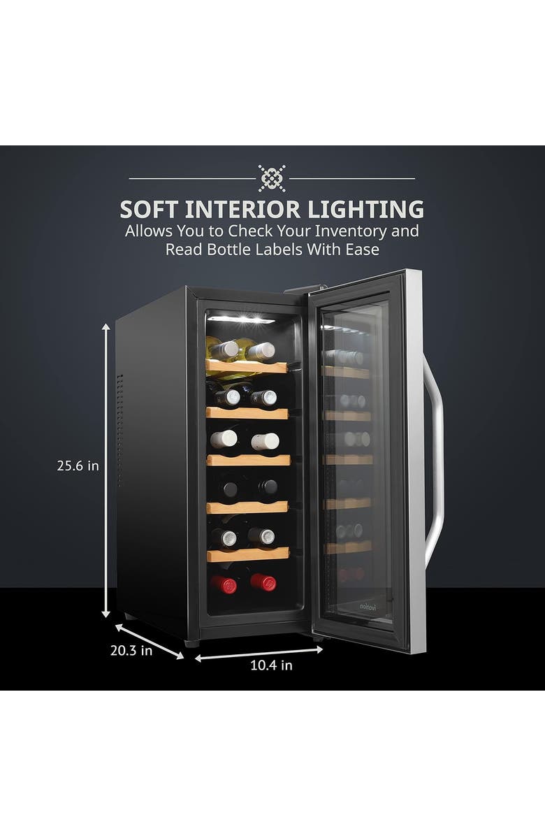 Ivation 12 Bottle Wine Fridge Freestanding Wine Cooler Refrigerator with Glass Door, Alternate, color, Silver