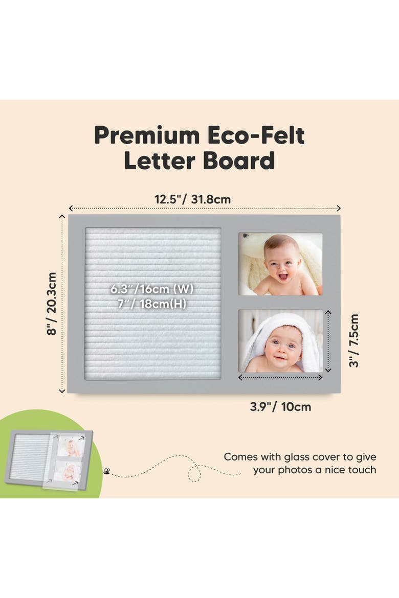 Heartfelt Picture Frame with Felt Letterboard, Alternate, color, Cloud Gray