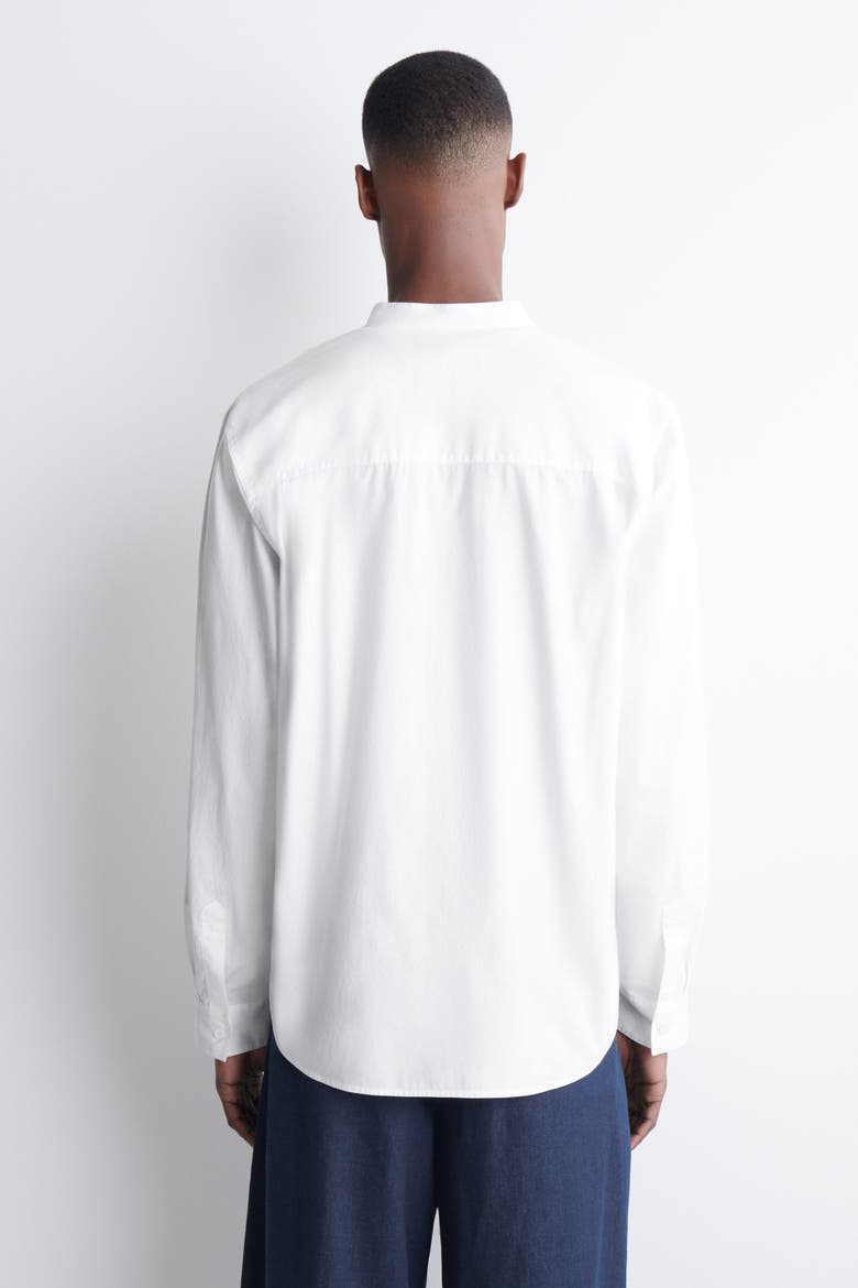 Grandad-collar Cotton Shirt, Alternate, color, WHITE