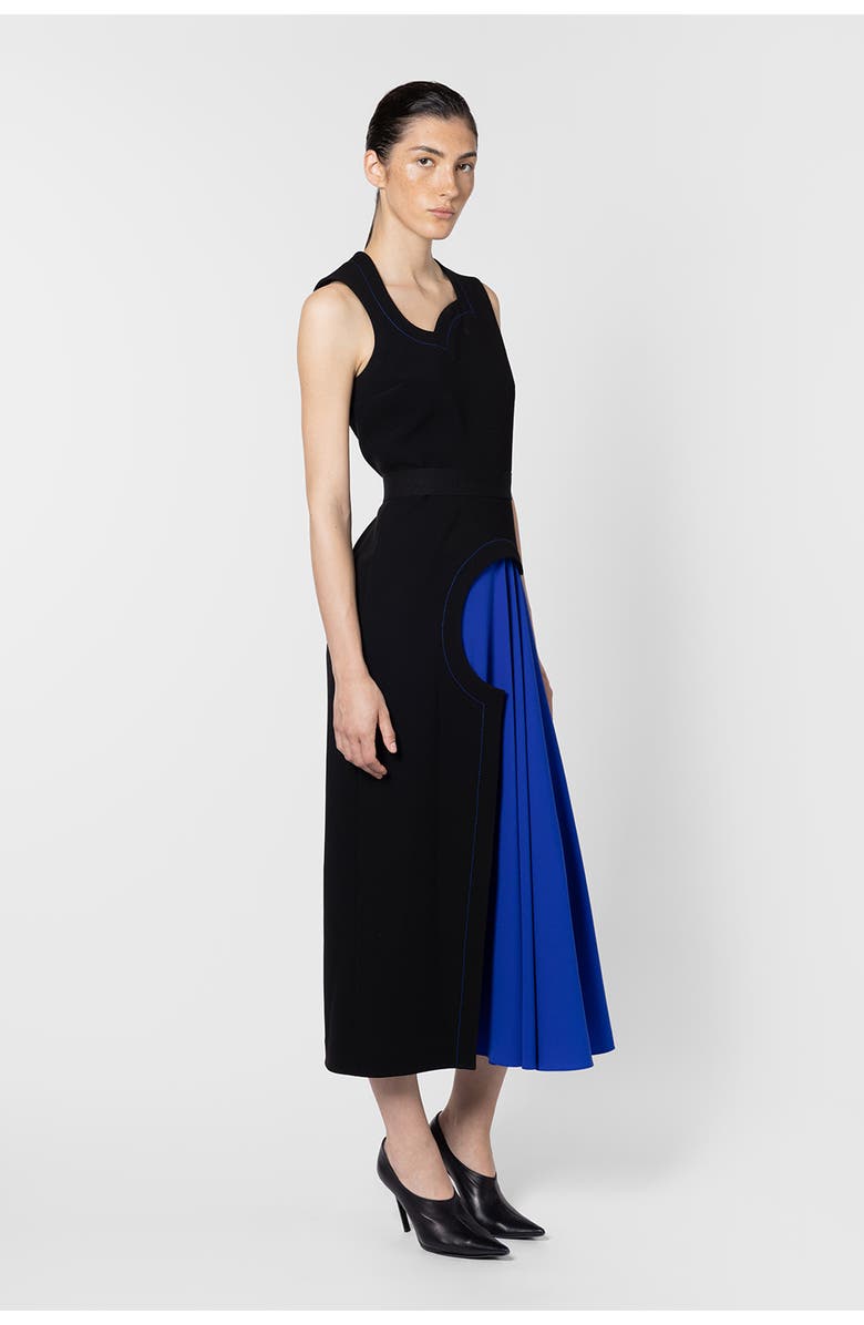 Roksanda Saro Black And Blue Cut Out Dress, Alternate, color, Black / Persian Blue