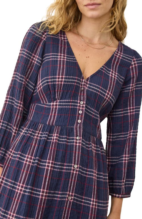 Marine Layer Maeve Plaid Long Sleeve Tiered Midi Dress In Multi