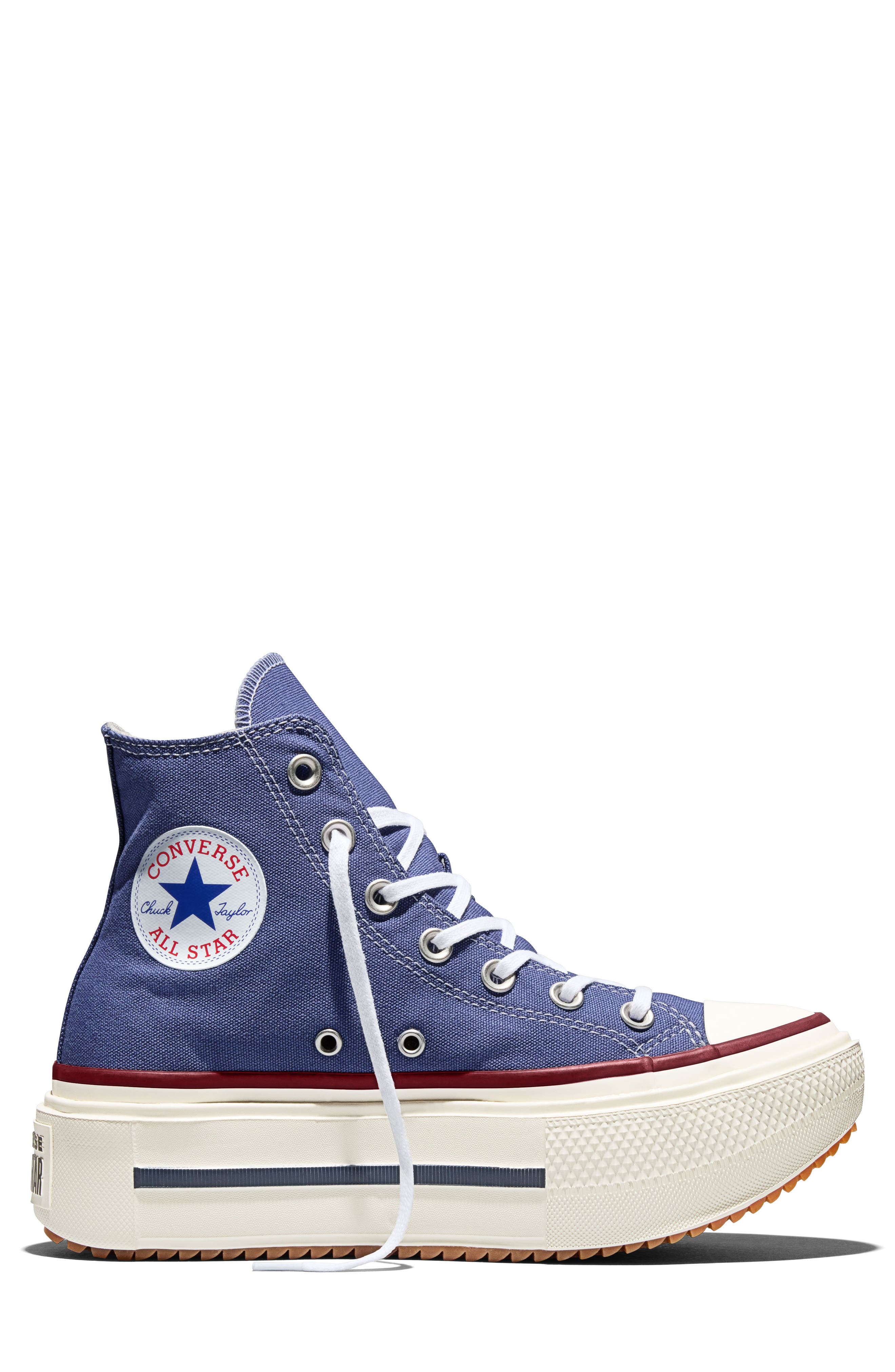 Converse Gender Inclusive Chuck Taylor All Star Lift Double Stack High Top Platform Sneaker, Alternate, color, Indigo Storm/ Egret/ Garnet