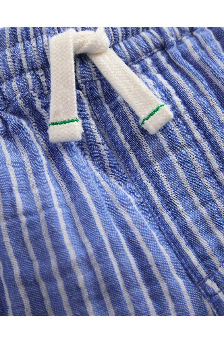 Mini Boden Kids' Double Cloth Cotton Shorts, Alternate, color, Blue Ticking Stripe