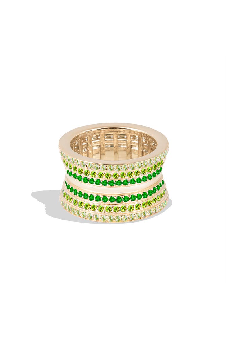 Revel Dimensional Pave Cigar Band, Main, color, Tsavorite- Gold