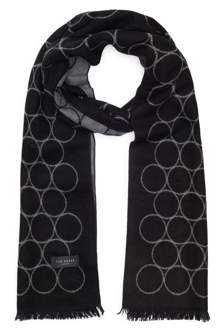 Circle Silk Reversible Scarf, Main, color, BLACK