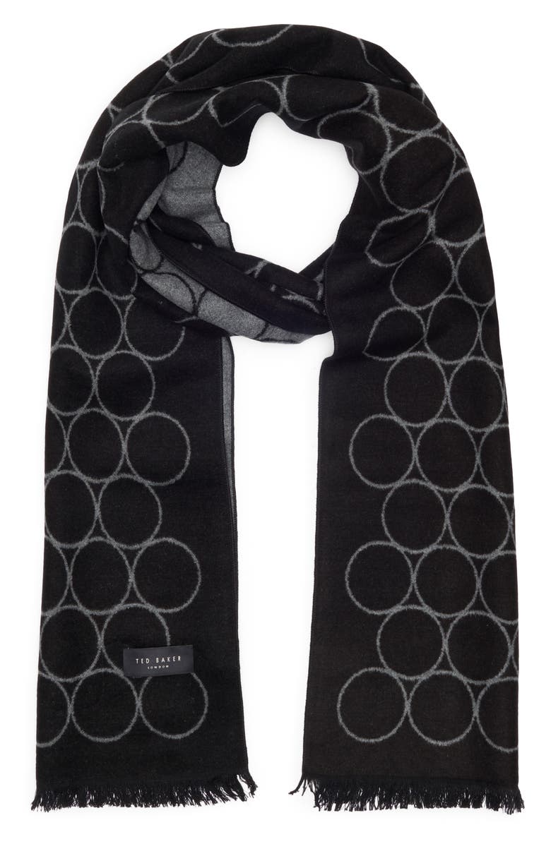 Ted Baker London Circle Silk Reversible Scarf, Main, color, Black