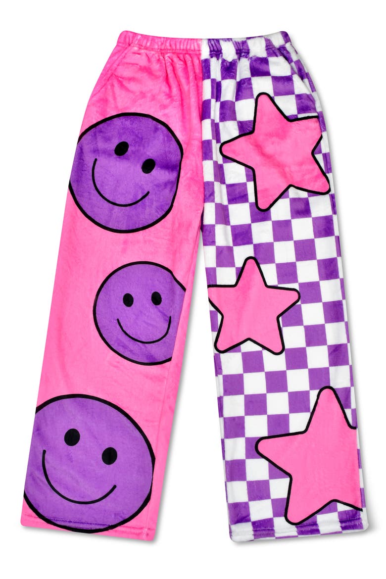 Kids' Check it Out Plush Pants, Main, color, PURPLE MULTI