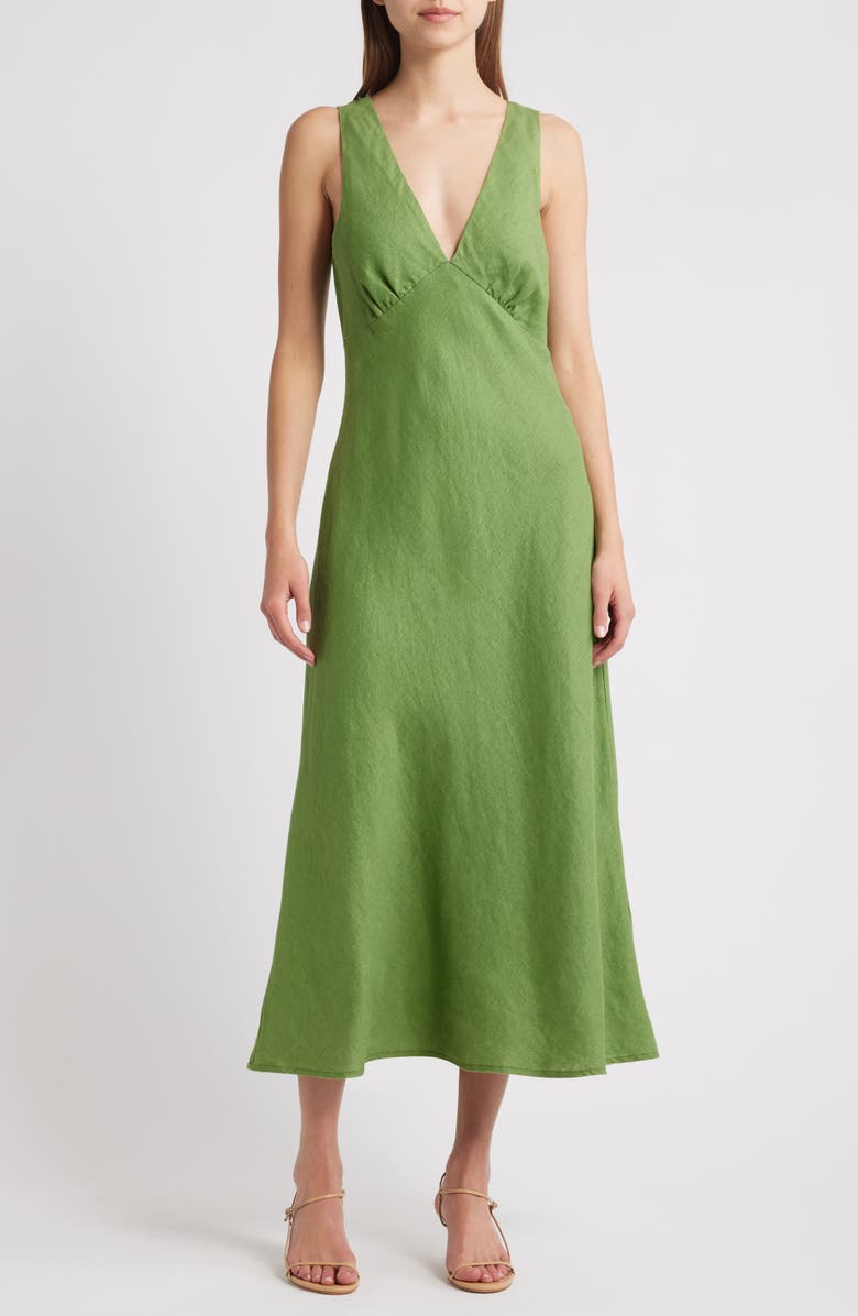 Rails Avianna Linen Midi Dress, Main, color, Dill