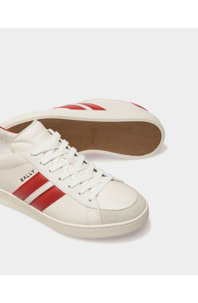 Bally Tennis Sneaker in and Candy Leather, Alternate, color, White/Candy Red
