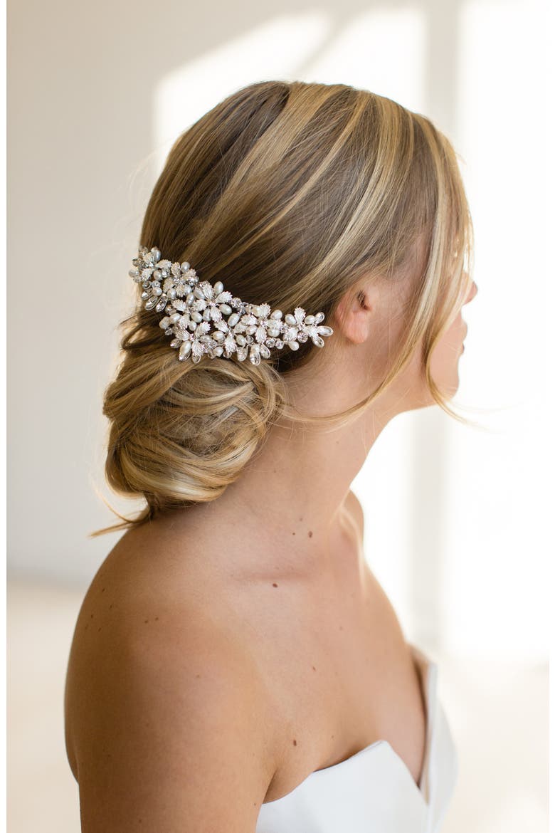 Caressa Halo Comb (Nordstrom Exclusive), Alternate, color, SILVER/ FRESHWATER PEARL