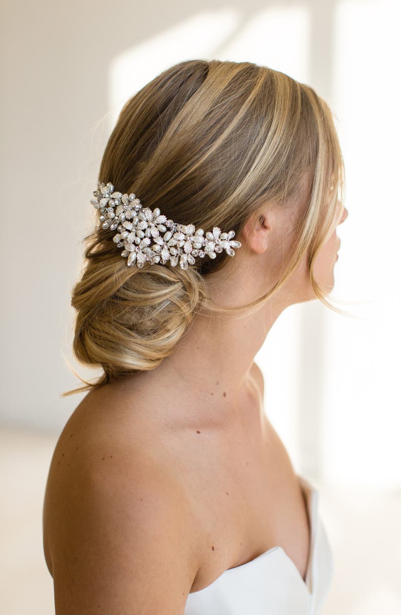 Brides & Hairpins Caressa Halo Comb, Alternate, color, Silver/ Freshwater Pearl