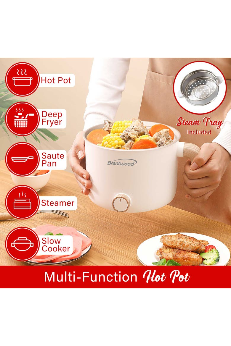 1.5 L Multi-Function Electric Hot Pot Cooker in White, Alternate, color, White