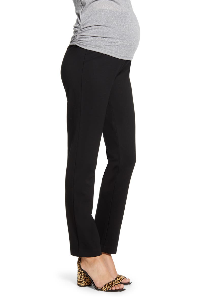 Straight Leg Maternity Trousers, Alternate, color, BLACK