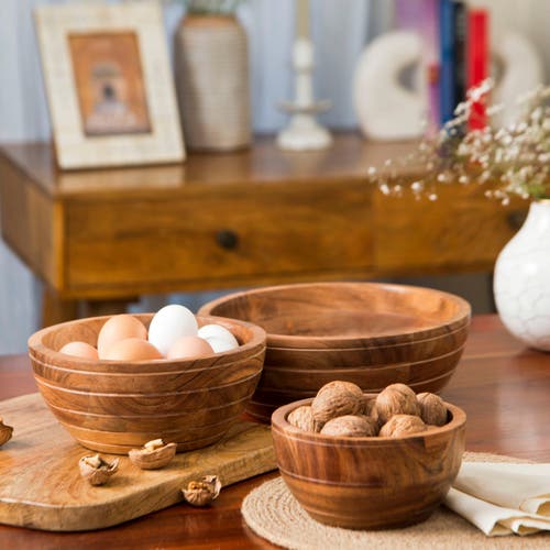 Mela Artisans Grava Acacia Wood Bowls