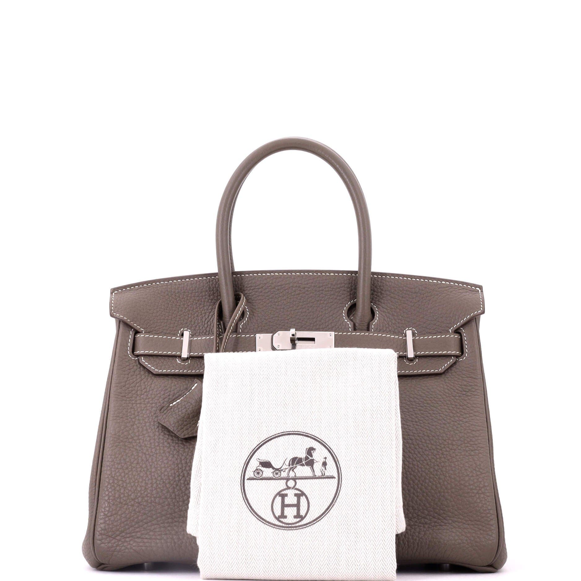 Pre-Owned Hermes Birkin Handbag Grey Clemence with Palladium Hardware 30, Alternate, color, Etoupe