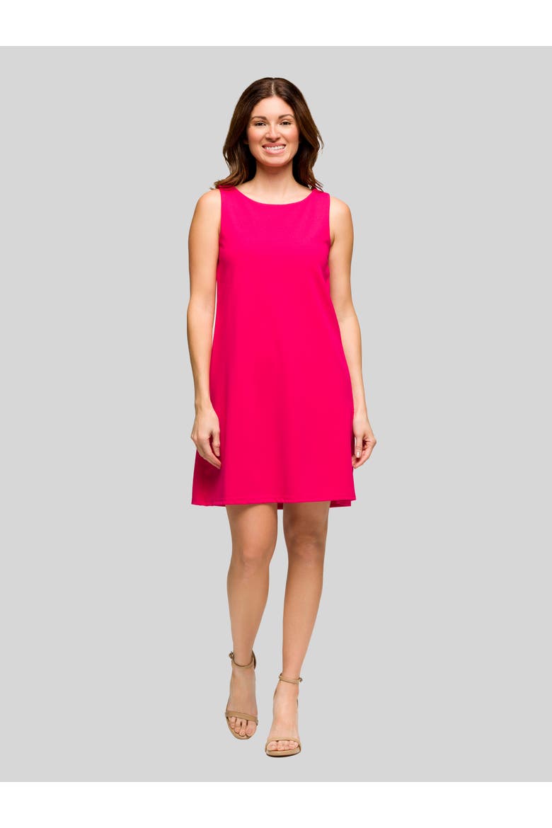 Womens Round Neck Sleeveless A-Line Mini Shift Dress, Main, color, Pink