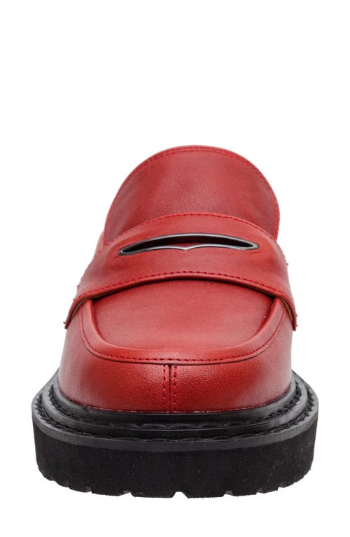 Linea Paolo Elie Platform Loafer In Dark Red