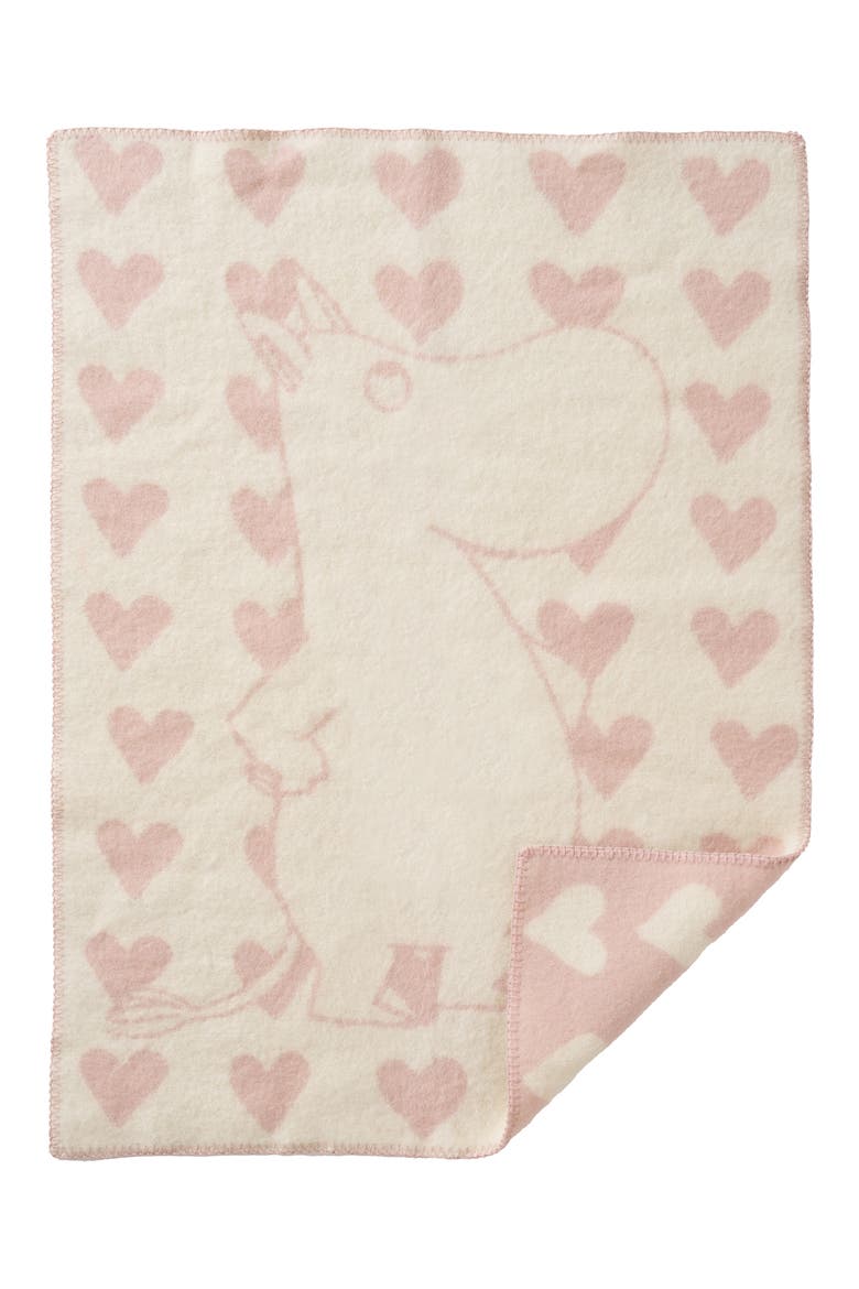 Kids' Moomin Heart Lambswool Blanket, Main, color, PINK