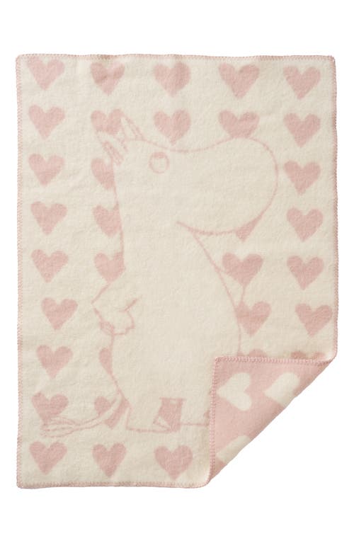 Klippan Kids' Moomin Heart Lambswool Blanket In Pink