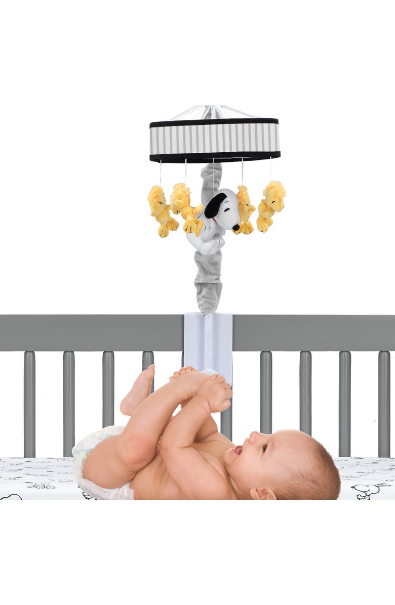 Lambs & Ivy Classic Snoopy & Woodstock Musical Baby Crib Mobile Soother Toy, Alternate, color, White