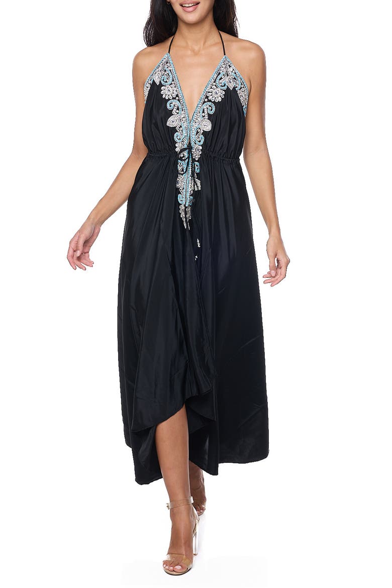 Embellished Halter Dress, Main, color, NAVY