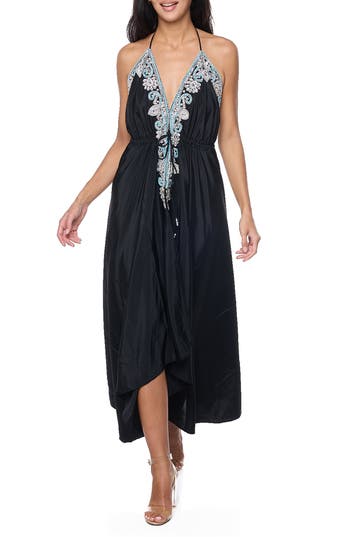 Ranee's Women's Embellished Halter Maxi Dress In Black