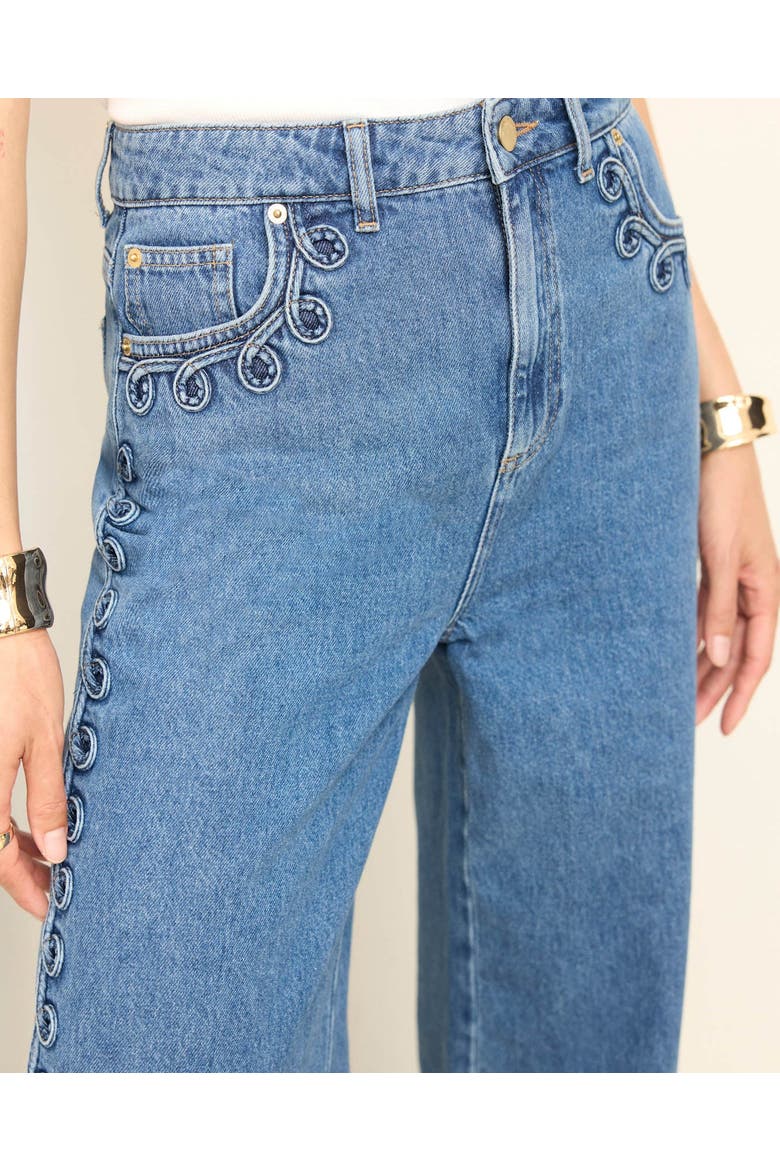 Swirl Detail Wide Jeans, Alternate, color, Blue