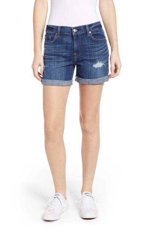 Roll Cuff Denim Shorts (Broken Twill Vanity Destroy)