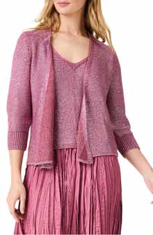 NIC+ZOE Subtle Sparkle 4-Way Cotton Blend Cardigan