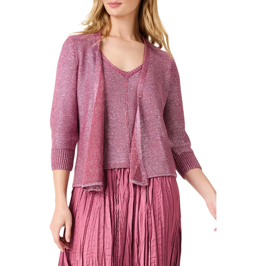 Nic + Zoe Nic+zoe Subtle Sparkle 4-way Cotton Blend Cardigan In Brown