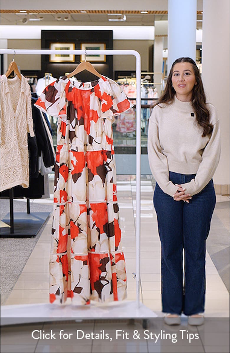 Floral Print Tiered Midi Dress, sales video thumbnail