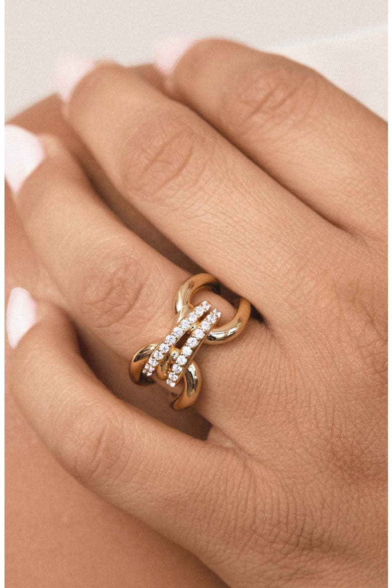 Knot Pave Wrap Statement Ring, Alternate, color, GOLD