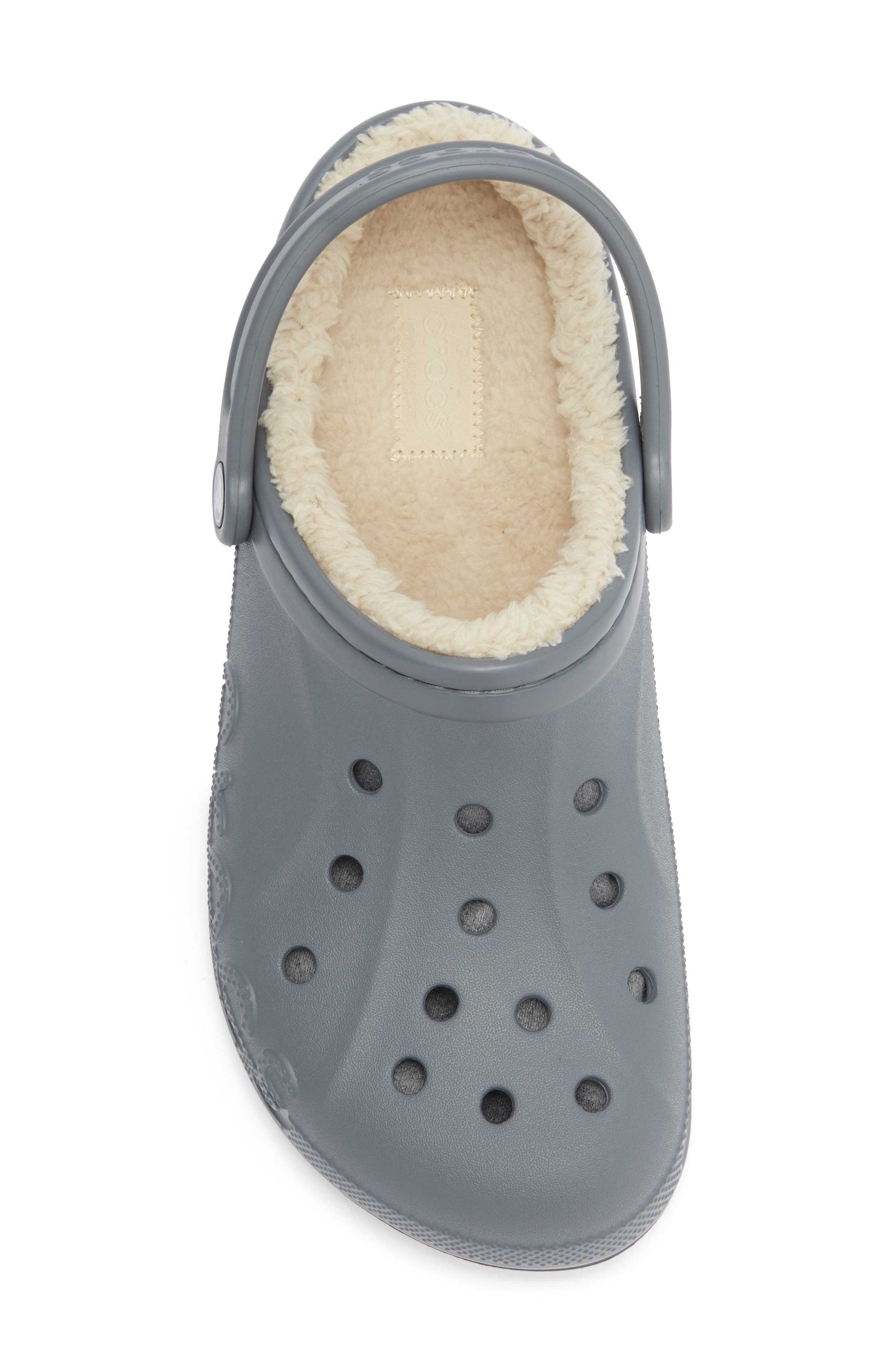 CROCS Baya Faux Shearling Lined Clog, Alternate, color, Charcoal