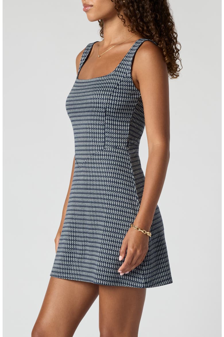 Houndstooth Sleeveless Minidress, Alternate, color, NVY SM HNDSTOTH