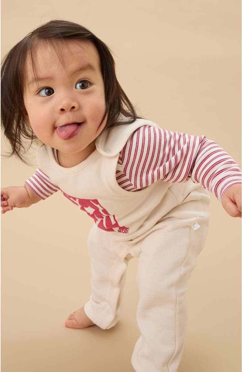 MORI Hearts Dungarees, Alternate, color, Cream & Red