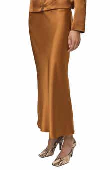 MANGO Mia Satin Midi Skirt