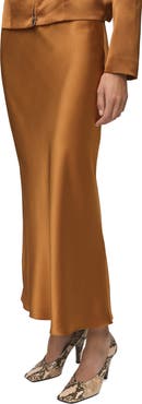 MANGO Mia Satin Midi Skirt