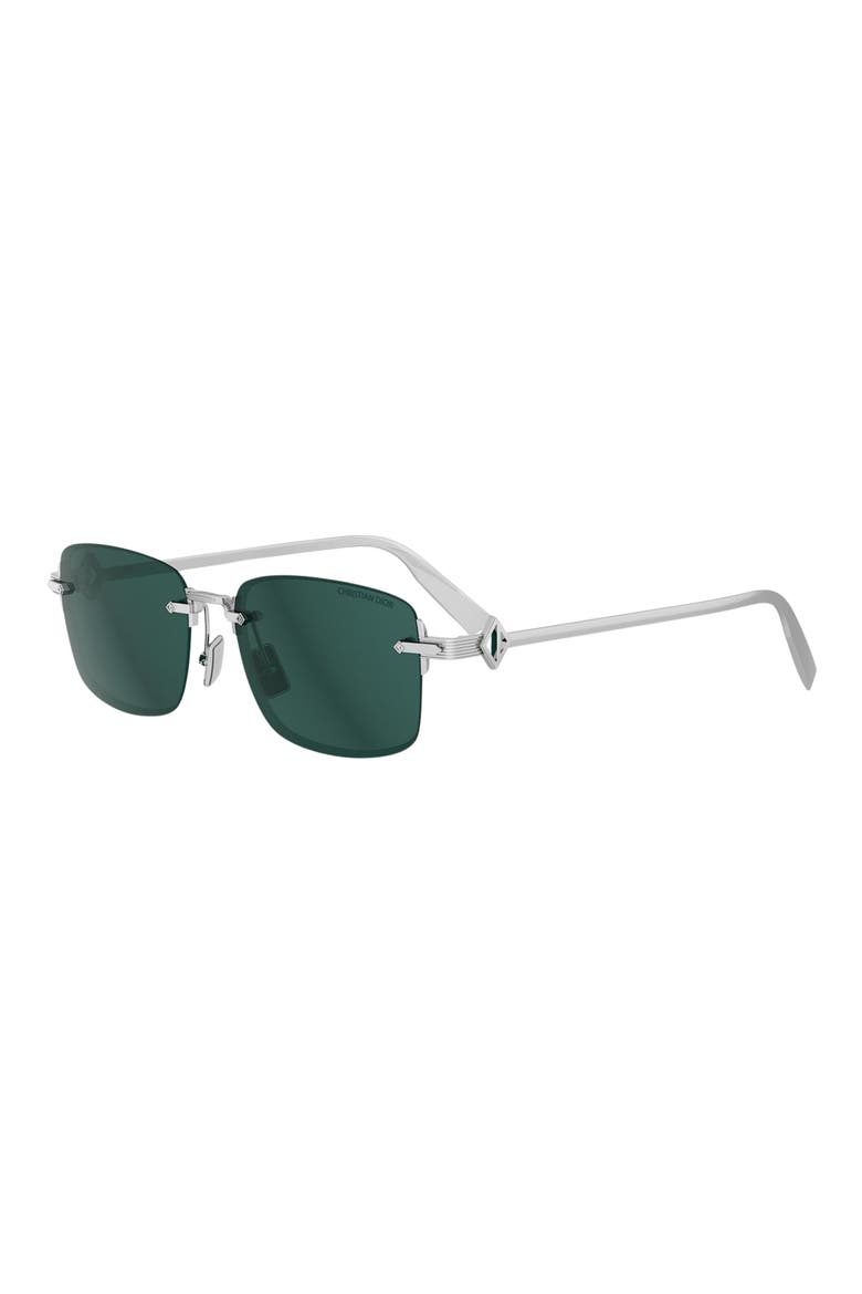 'CD Diamond S11U Rectangle Sunglasses, Alternate, color, SHINY PALLADIUM / BLUE
