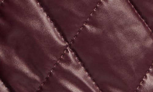 Badgley Mischka Quilted Faux Leather Trench Coat In Burgundy