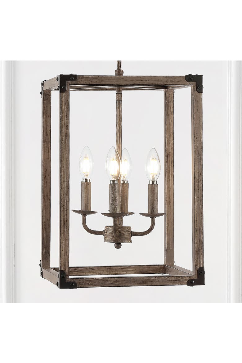 Magnolia 4-Light Adjustable Iron Rustic Farmhouse LED Pendant, Alternate, color, Brown